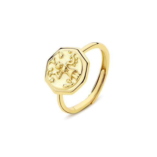 FJ0911 925 Sterling Silver Octagon Signet Ring