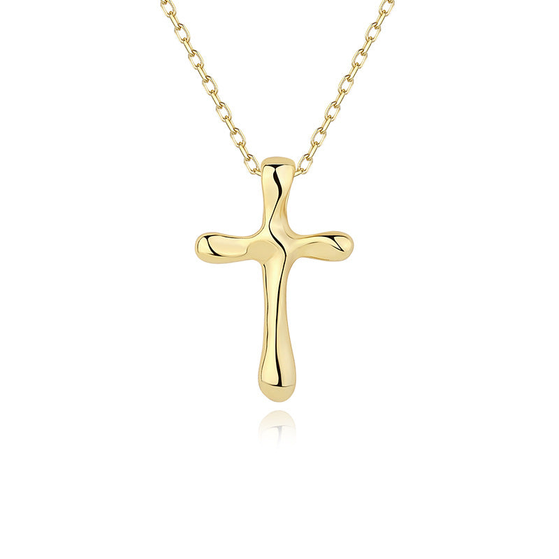 FX0970 925 Sterling Silver Cross Pendant Clavicle Necklaces