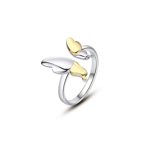 FJ0890 925 Sterling Silver Two-tone Butterfly Ring