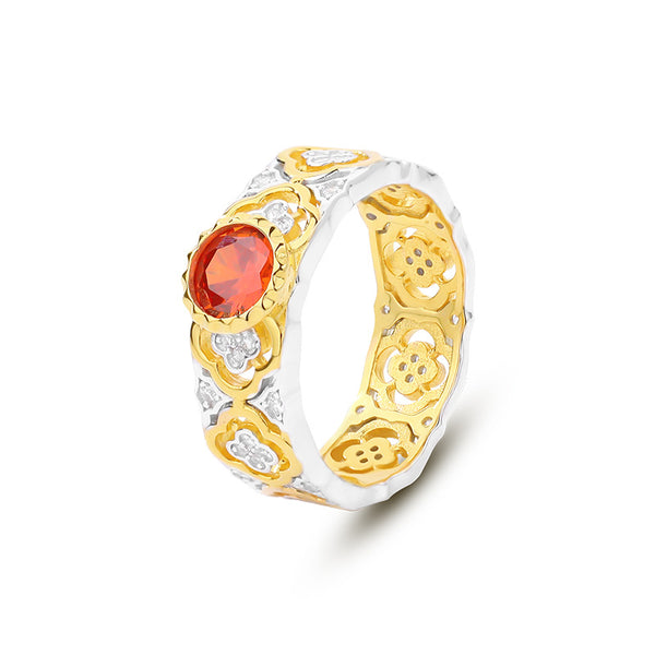 FJ0920 925 Sterling Silver Pave Clover Ring