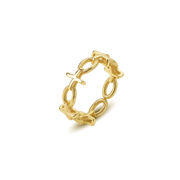 FJ0913 925 Sterling Silver Twist Cross Ring