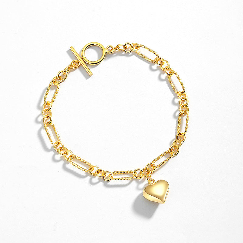 FS0347 925 Sterling Silver Chain Love Heart Bracelet
