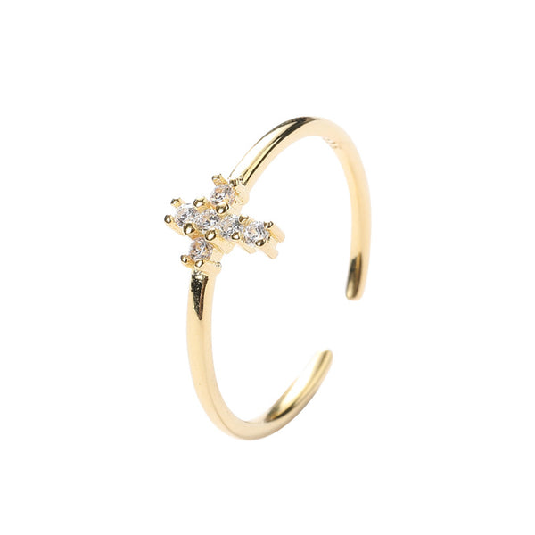 FJ0875 925 Sterling Silver Pave Cross Ring