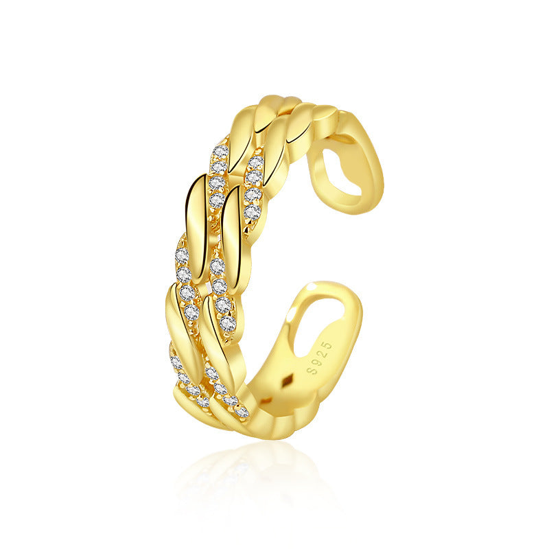 FJ1114 925 Sterling Silver Twisted Textured Ring