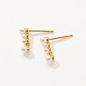 VFE0130 Vertical Shell Pearls Stud Earrings
