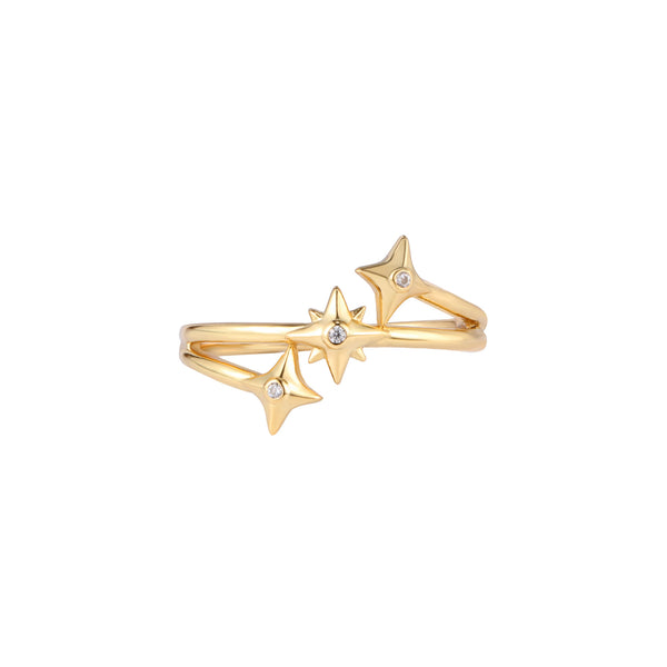 FJ0900 925 Sterling Silver Trio Star Ring
