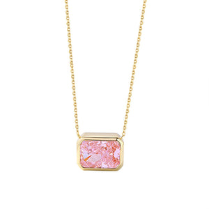 FX1203 925 Sterling Silver Pink Cubic Zircon Necklace