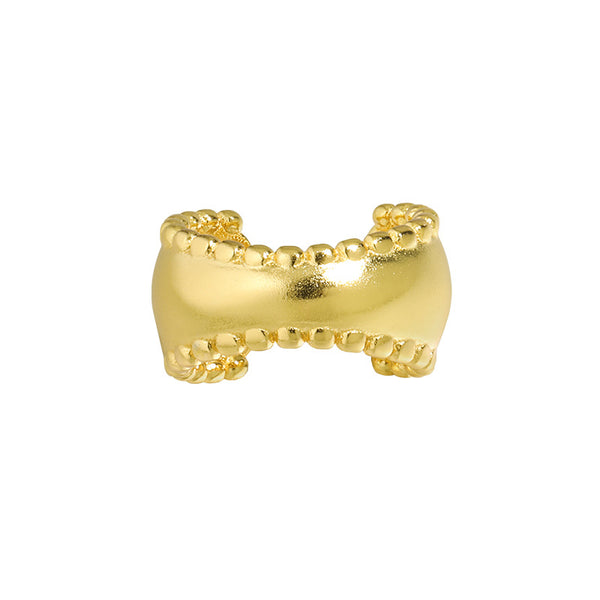 RHE1329 925 Sterling Silver Beaded C-shaped Ear Cuff