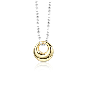 FX1140 925 Sterling Silver Circle Dome Pendant Necklace