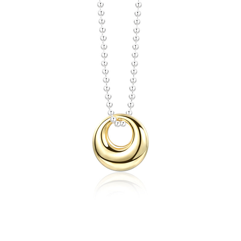 FX1140 925 Sterling Silver Circle Dome Pendant Necklace