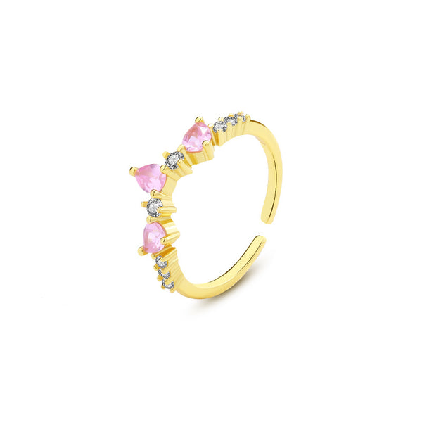 FJ1090 925 Sterling Silver Water Drop Pink Zircon Ring