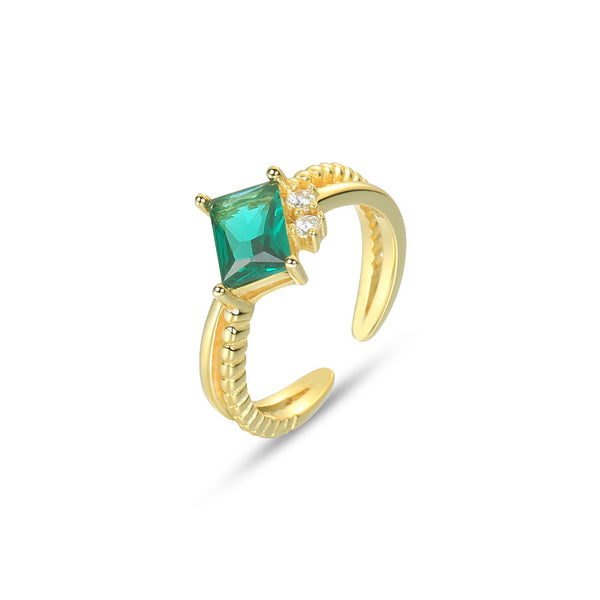 FJ0869 925 Sterling Silver Green CZ Ring