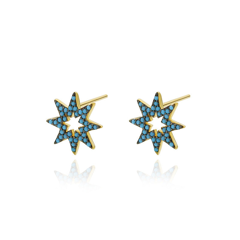 FE2619 Turquoise Cutout Stars Stud Earring