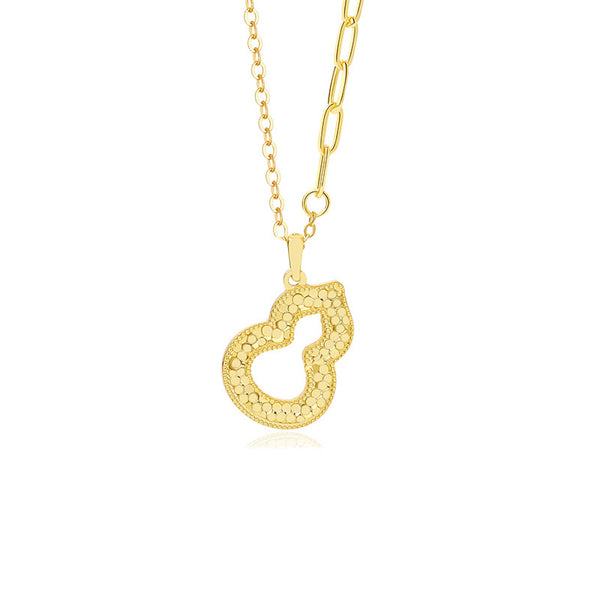 FX0959 925 Sterling Silver Scale Cutout Gourd Necklace