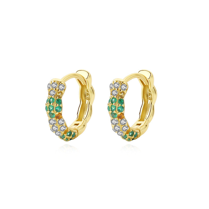 FE2530 925 Sterling Silver Simplicity Colorful CZ Stone Hoop Earring
