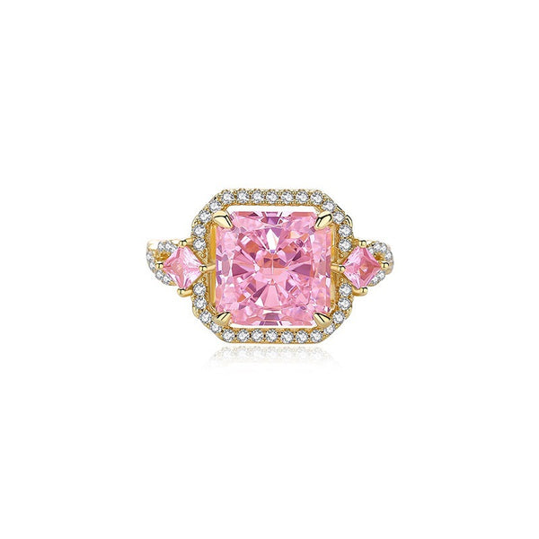 FJ1038 925 Sterling Silver Ice Cut Pink & Blue Zirconia Adjustable Ring