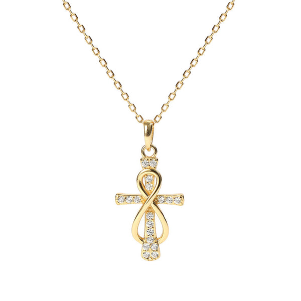 FX1170 Endless Circle Cross Pendant Necklace