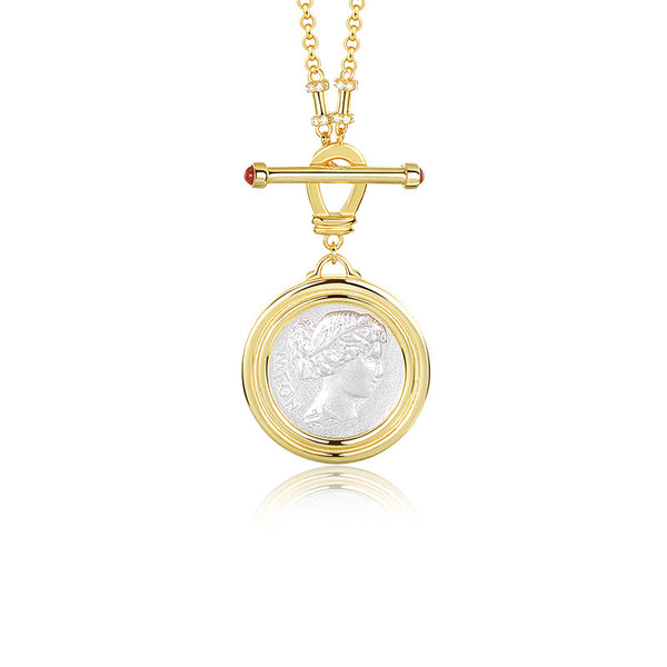 FX1079 925 Sterling Silver Portrait Coin Pendant Necklace