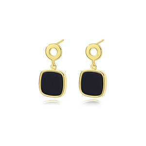 FE2264 Light Luxury Black Agate Stud Earrings