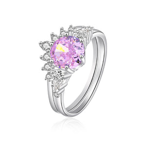 FJ1033 925 Sterling Silver Colorful Cubic Zirconia Ring
