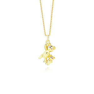 FX1093 925 Sterling Silver Cute Waving Bear Pendant Necklace