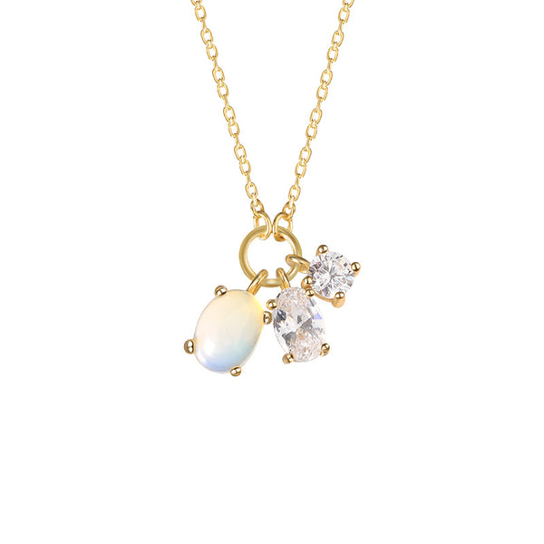 FX1168 Zircon Moonstone Pendant Necklace