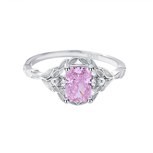 FJ1051 925 Sterling Silver Light Pink Square Ice Cut Zirconia Ring