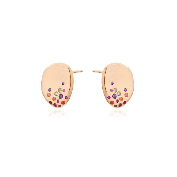 FE2646 925 Sterliang Silver Retro Brushed Color Zircon Stud Earring