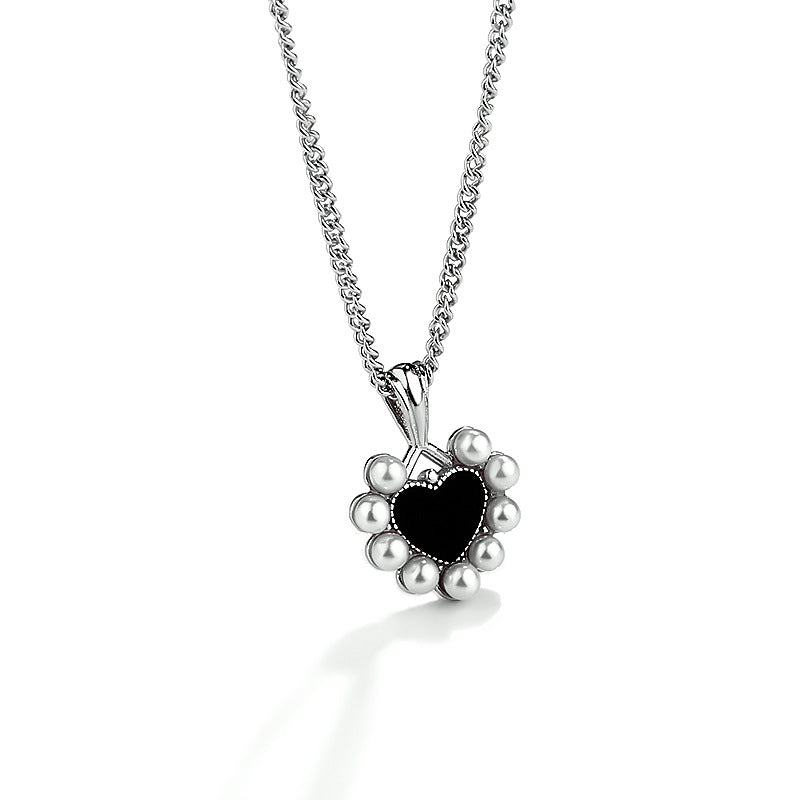 FX1152 925 Sterling Silver Pearl Heart Pendant Necklace