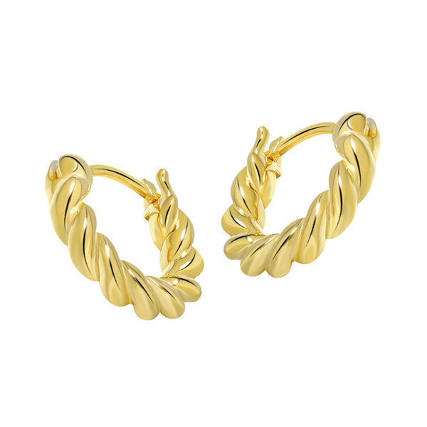 RHE1333 925 Sterling Silver Classic Twist Hoop Earrings