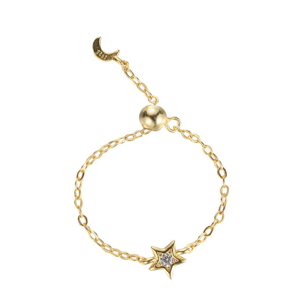 FJ0850 925 Sterling Silver Star Chian Ring