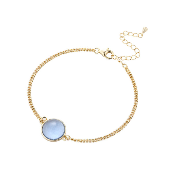 FS0384 925 Sterling Silver Sweet Blue Crystal Bracelet