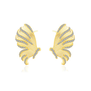FE2671 925 Sterling Silver Frosted Butterfly Zircon Stud Earrings