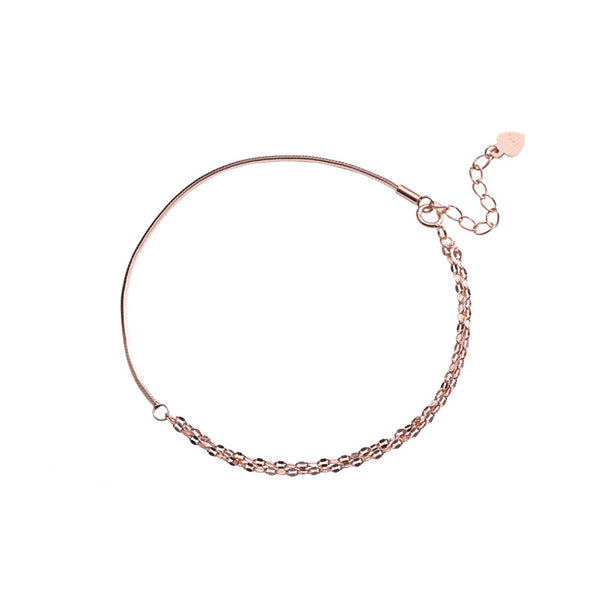 FS0333 925 Sterling Silver Minimalist Rose Gold Bracelet