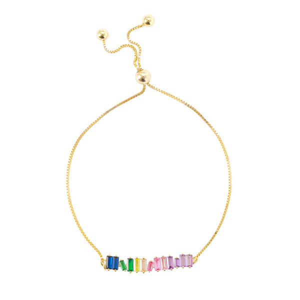 FS0327 925 Sterling Silver Rainbow Zircon Bracelet