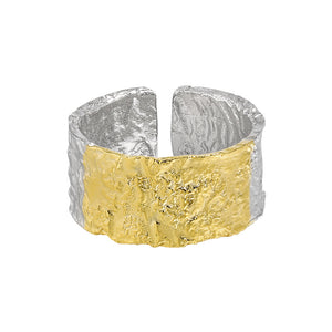 RHJ1182 925 Sterling Silver Crinkled Foil Textured Open Ring