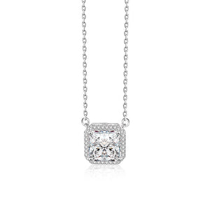 FX1236 925 Sterling Silver Cube Zirconia Pendant Necklace