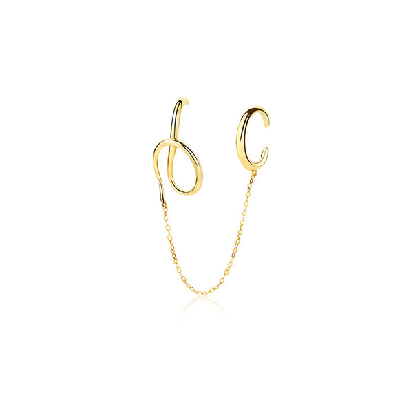 FE2651 925 Sterliang Silver Irregular Line Chain Ear Cuff