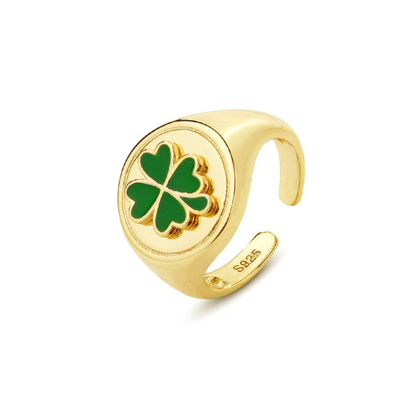 FJ0885 925 Sterling Silver Four Leaf Clover Ring