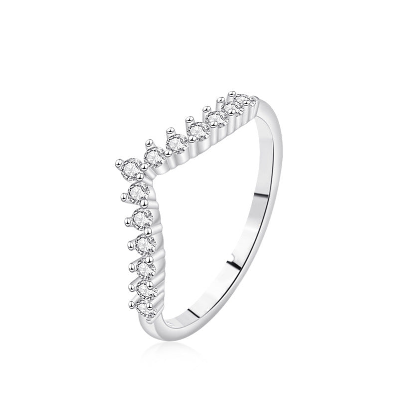 FJ1093 925 Sterling Silver Curved Crown Ring
