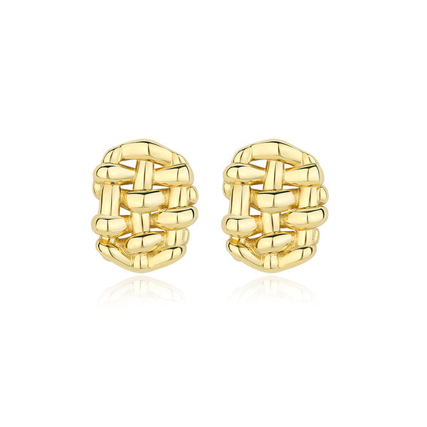 FE2633 925 Sterliang Silver Weave Irregular Stud Earring