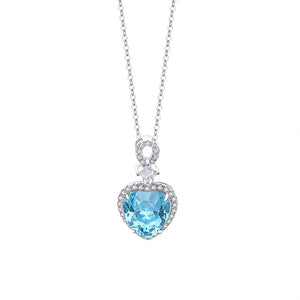 FX1202 925 Sterling Silver Blue Heart Necklace