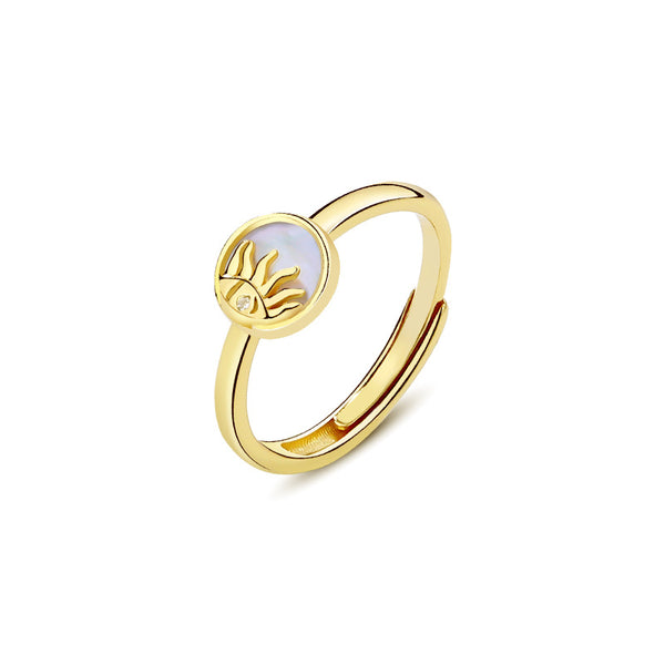 FJ0860 925 Sterling Silver Sunshine White Shell Ring