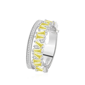 FJ1097 925 Sterling Silver Double Stacked Zirconia Ring