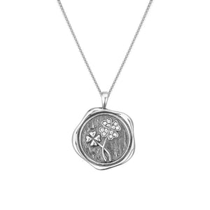 FX1043 925 Sterling Silver Four Leaf Clover Coin Pendant Necklace