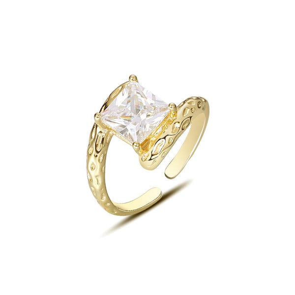 FJ0950 925 Sterling Silver CZ Texture Ring