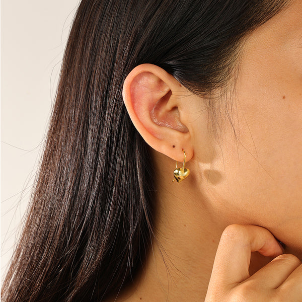 FE2383 925 Sterling Silver Plump Heart Earrings