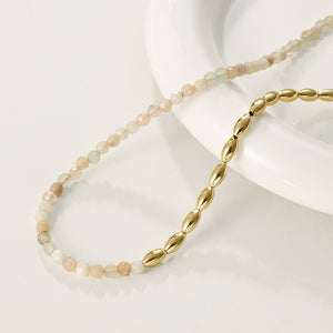PN0093  Gold Bead Agate Necklace