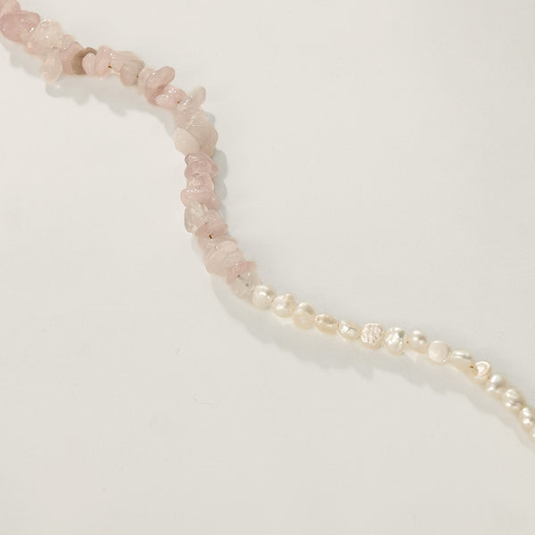 PN0101 925 Sterling Silver Stacked Pink Crystal Freshwater Pearl Necklace
