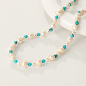 PN0096 Turquoise Freshwater Pearl Beaded Necklace